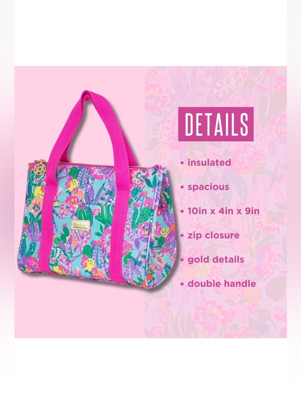 Lilly Pulitzer Cute Insulated Lunch Bag In Me And My Zesty - Picture 3 of 14